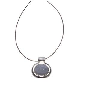 Sterling Silver Blue Lace Agate Pendant on Silver tone chain.